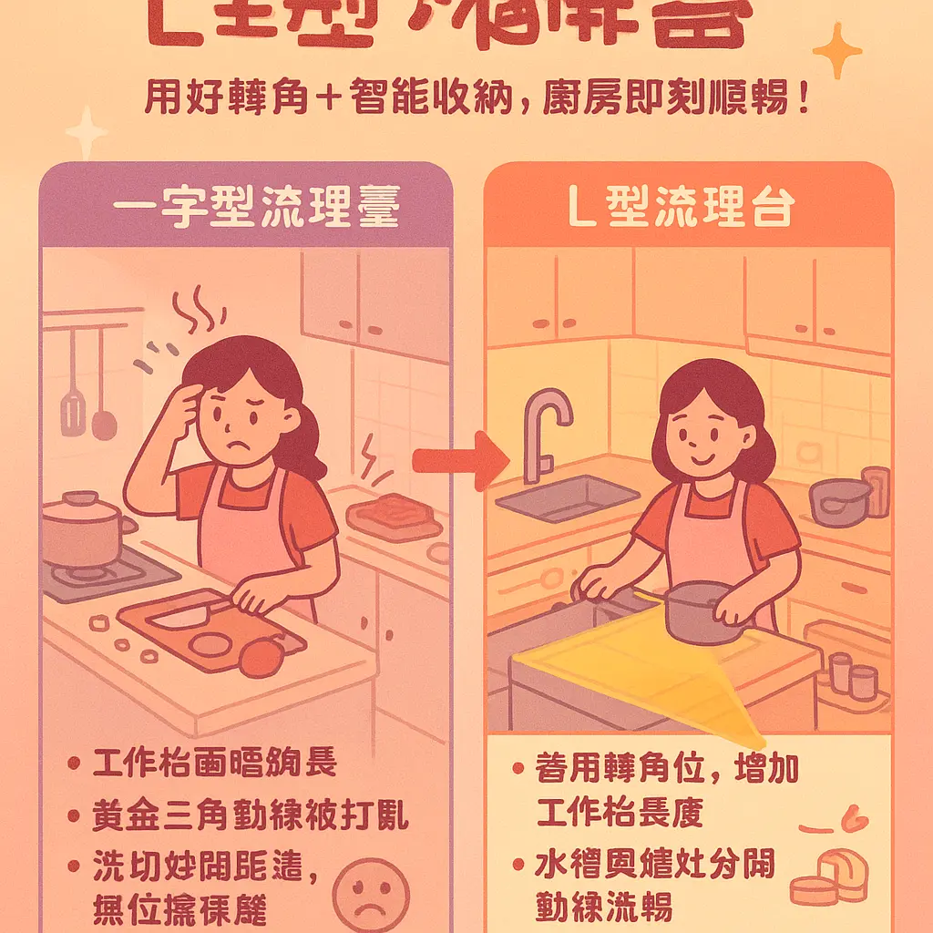 l型流理台 - 一字型流理臺